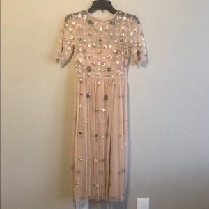 gianni bini madi mesh beaded midi dress